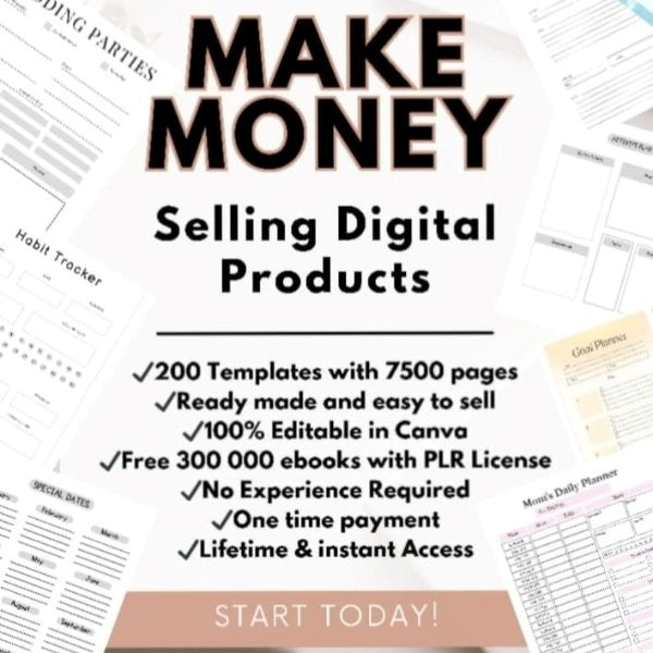 200 Canva Ultimate Planner Templates with 7500 pages +300 000 FREE PLR eBooks