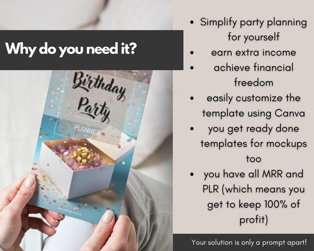 Editable Birthday Party Planner / Unlock Your Passive Income/DFY MRR & PLR