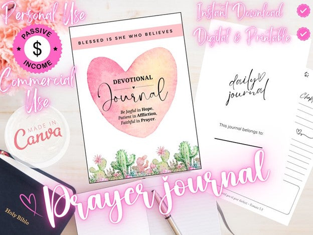 Devotional Prayer Journal/Daily Faith/Bible Study/Canva Templates/Goodnotes/Prayer Journal