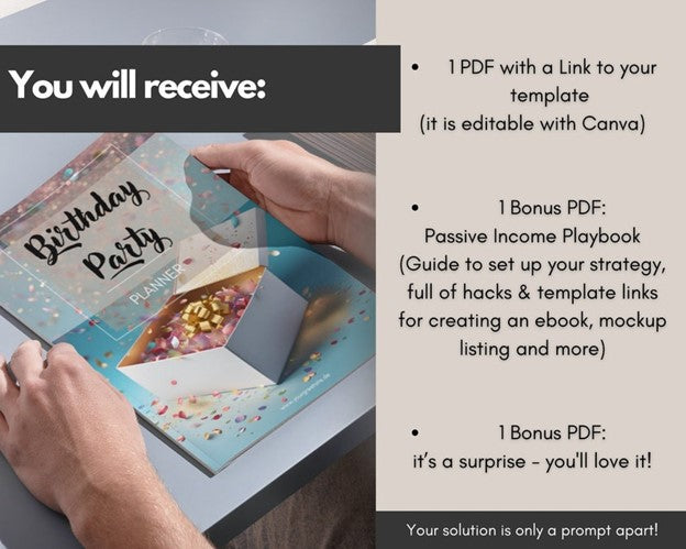 Editable Birthday Party Planner / Unlock Your Passive Income/DFY MRR & PLR