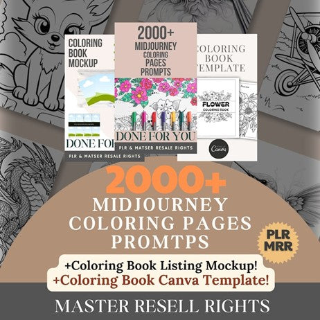 Coloring Book Creator Bundle-Midjourney Prompts, Templates & Mockups