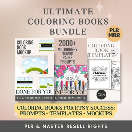 Coloring Book Creator Bundle-Midjourney Prompts, Templates & Mockups