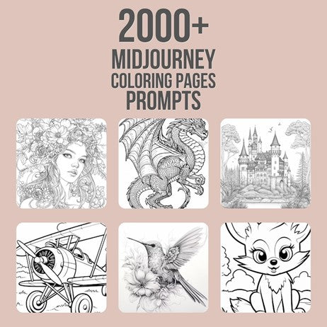 Coloring Book Creator Bundle-Midjourney Prompts, Templates & Mockups